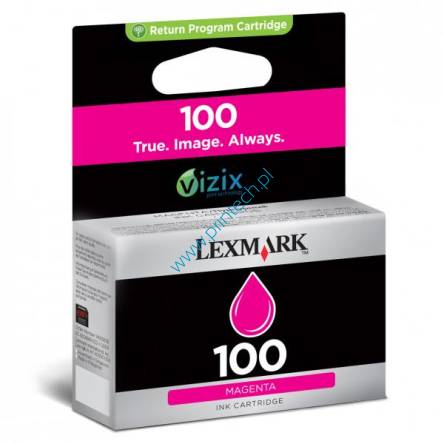 Purpurowy oryginalny atramentowy wkład drukujący Lexmark 100 - 14N0901E - Standardowa wydajność 200 stron. Do użycia w: Lexmark Impact S305, Lexmark Interpret S405, Lexmark Intuition S505, Lexmark Interact S605, Lexmark Prospect Pro205, Lexmark Prevail Pro705, Lexmark Prestige Pro805, Lexmark Platinum Pro905. TUSZE LEXMARK WROCŁAW. HURTOWNIA LEXMARK WROCŁAW. DYSTRYBUTOR LEXMARK – PRODUCENT ZAMIENNIKÓW DO DRUKAREK LEXMARK