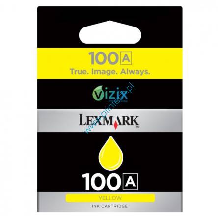 Oryginalny żółty atramentowy wkład drukujący Lexmark 100A - 14N0922 - Standardowa wydajność 200 stron. Do użycia w: Lexmark Impact S305, Lexmark Interpret S405, Lexmark Intuition S505, Lexmark Interact S605, Lexmark Prospect Pro205, Lexmark Prevail Pro705, Lexmark Prestige Pro805, Lexmark Platinum Pro905. Tusze LEXMARK Wrocław. Hurtownia LEXMARK Wrocław. Dystrybutor LEXMARK – Producent zamienników do drukarek LEXMARK