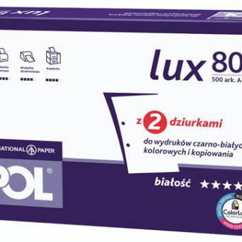 Papier POL Lux A4 80g/500ark z dwiema dziurkami do segregatora