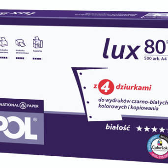 Papier POL Lux A4 80g/500ark z czterema dziurkami do segregatora