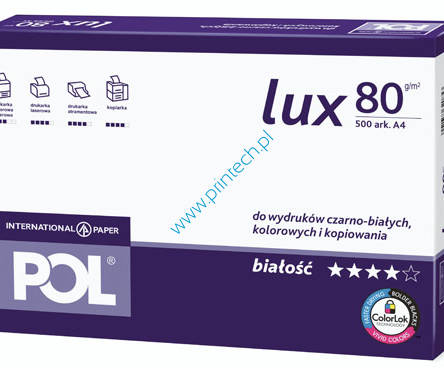 Papier POL LUX A4 80g/500ark, papier biurowy wrocław, papiery wrocław, materiały biurowe wrocław, biuroserwis wrocław