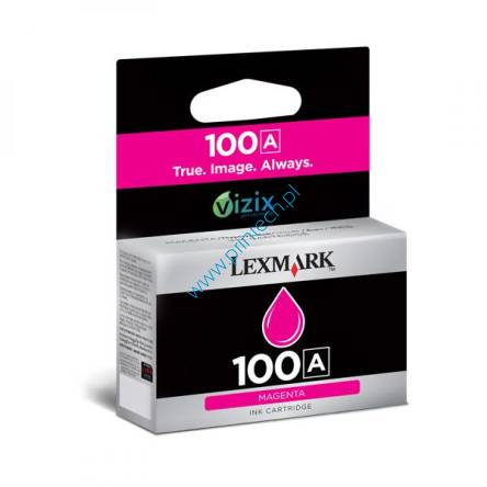 Purpurowy oryginalny atramentowy wkład drukujący Lexmark 100 - 14N0921E - Standardowa wydajność 200 stron. Do użycia w: Lexmark Impact S305, Lexmark Interpret S405, Lexmark Intuition S505, Lexmark Interact S605, Lexmark Prospect Pro205, Lexmark Prevail Pro705, Lexmark Prestige Pro805, Lexmark Platinum Pro905. Tusze LEXMARK Wrocław. Hurtownia LEXMARK Wrocław. Dystrybutor LEXMARK – Producent zamienników do drukarek LEXMARK